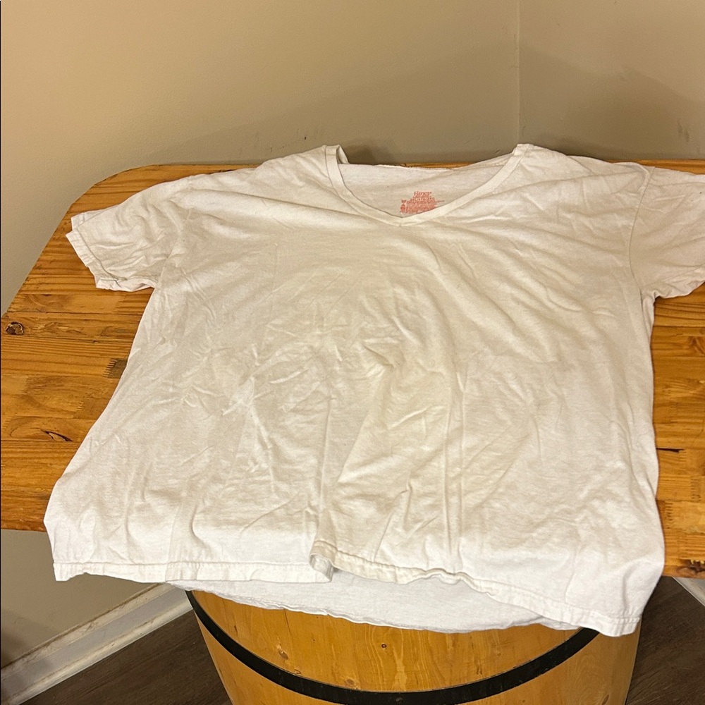 Hanes Classic White V Neck